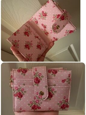 Pink rose girly wallet cardholder